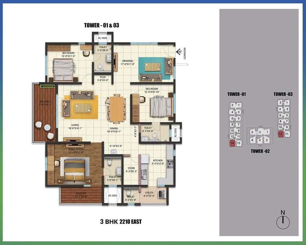 Tower 1 and 3 Floor Plan
